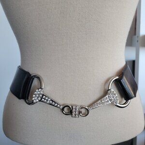 Chico's Women’s Rhinestone Snap Closure Elastic Waist Belt (Size: M)